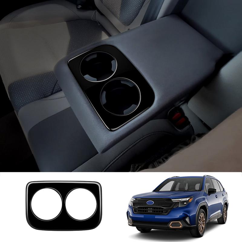 For Subaru Forester 2024 2025 2026 ABS Carbonfiber Interior Center Conlose Rear Row Seat Water Cup Holder Panle Cover Sticker