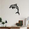 Black Metal Dolphin Wall Sculpture Jumping Iron Marine Art Outdoor Decor Swimming Figurine Living Room Patio Gift for Dolphin Lovers