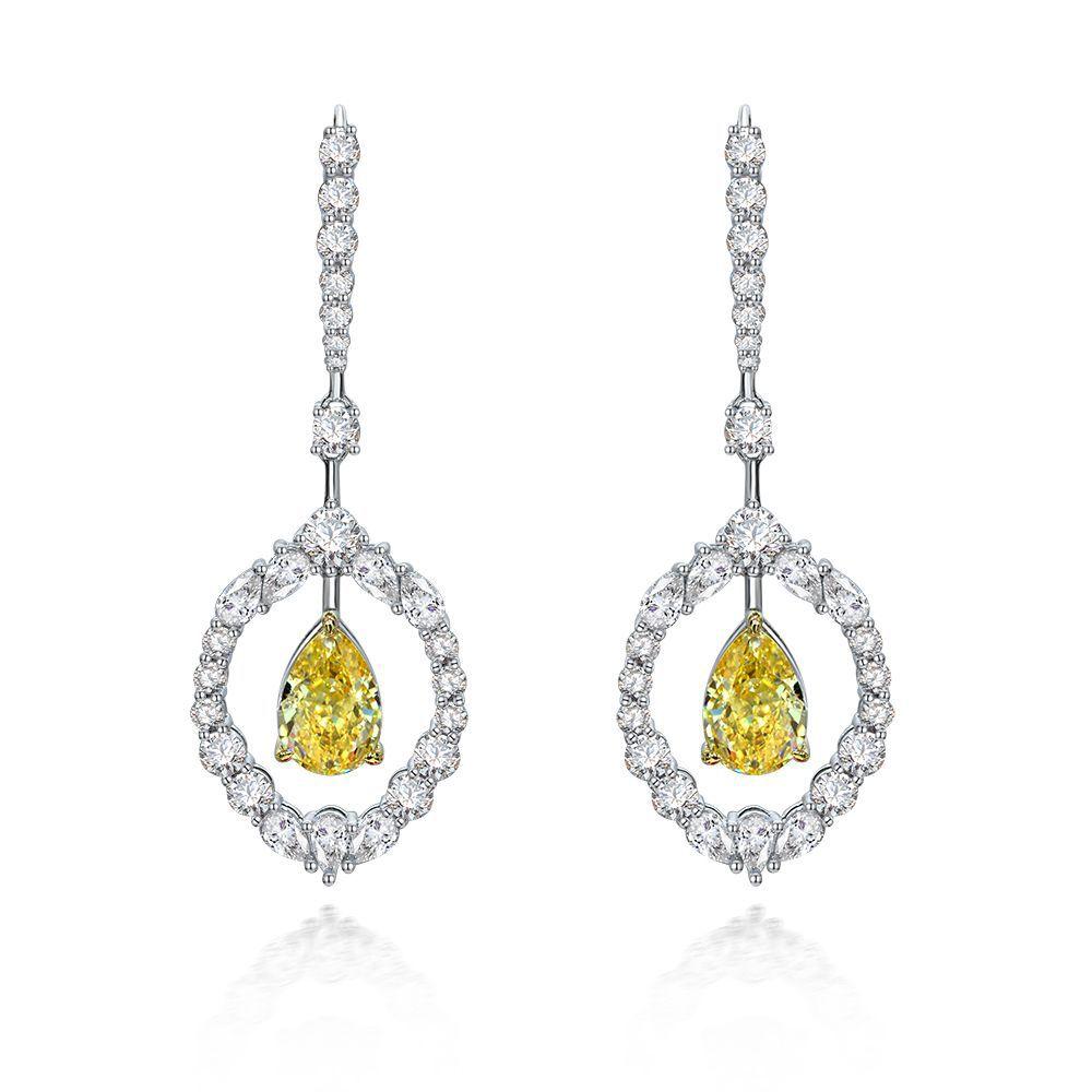 

Gica Gema Серьги с высокоуглеродистыми бриллиантами, стерлинговое серебро 925 пробы, 57 мм, серьги-капли, уникальный дизайн, романтические ювелирные украшения, подарки для свадебной вечеринки, новая тенденция 925 Silver жёлтый