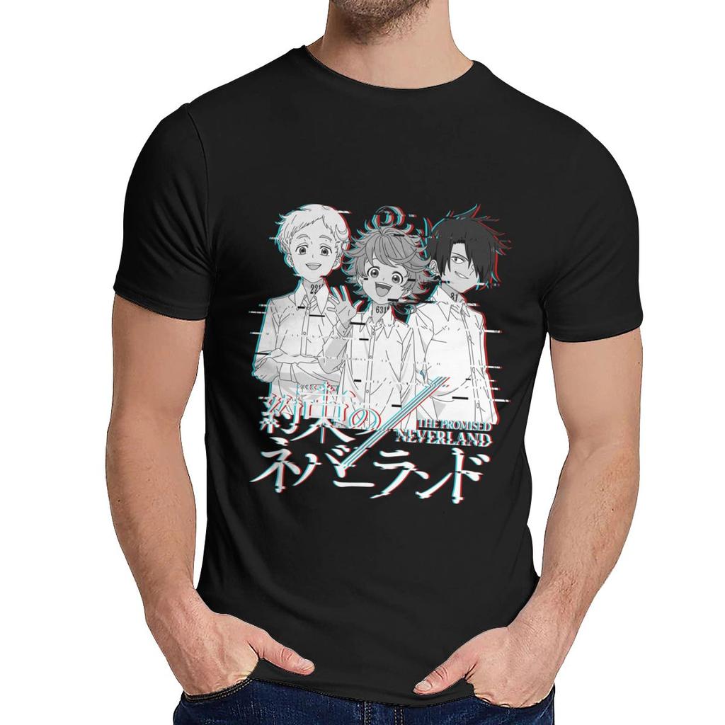 Wysokiej jakości bawełna Neverland Manga Ray Vaporwave Anime Koszulka Męska S Harajuku Młody Styl Klasyczny O