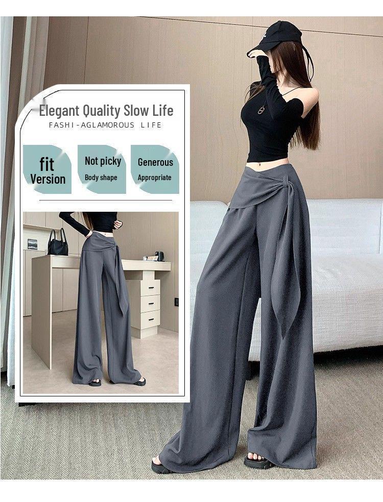Damen Palazzo-Hose mit hoher Taille und Schnürung, Design Frühling/Sommer 2026, Figurschmeichelnder Fall, Bodenlang, Lässiger Vielseitiger Stil.