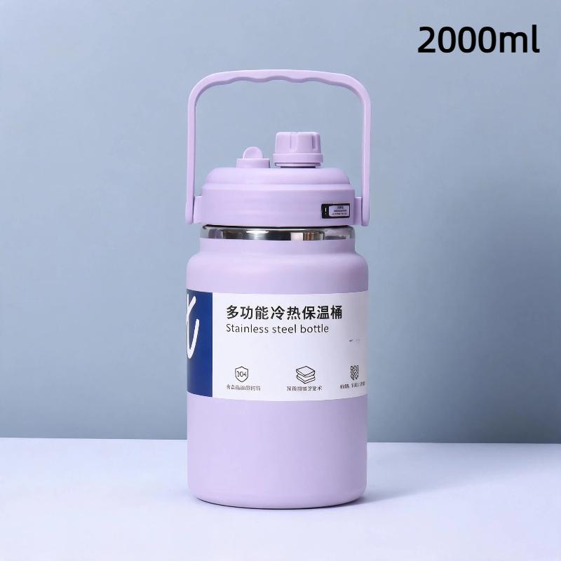 Stainless Steel Insulated Water Jug Food Grade Leak Proof Lid 24H Heat Cold Retention for Picnic Beach Trips