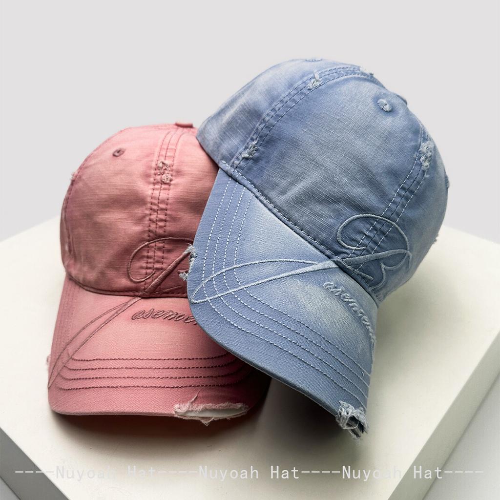 And Women American Vintage Embroidered B Letter Prints Baseball Caps Sun Protection Broken All-Match Personalized Peaked Hats Fashion Street Style