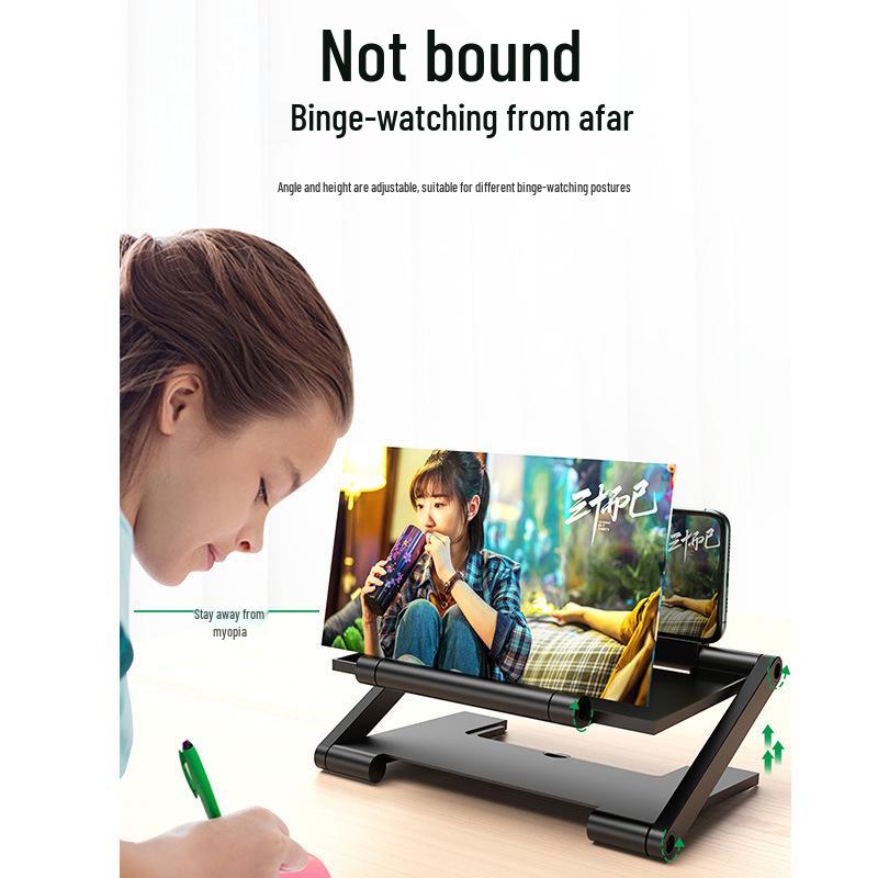 Foldable 3D Mobile Phone Screen Magnifier with Ultra-Clear Projection and Eye Protection, Adjustable for Horizontal and Vertical Viewing.