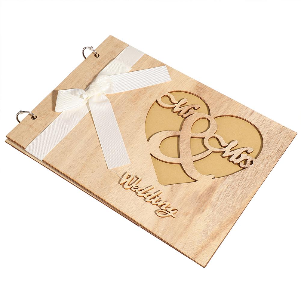 Wooden Wedding Guest Book Album Sign Notebook Wedding Anniversary Decoration SupplyType 2