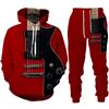 Morsom gitarkunst for menn 3D-trykk Hettegensere/bukser/dress Harajuku Vintage par treningsdresssett Personlighet Hip Hop Streetwear-klær