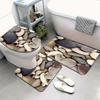 3 Piece Stone Style Bath Mat Set Designed for Bathroom Floor Safety with Non Slip Base and Efficient Water Absorption