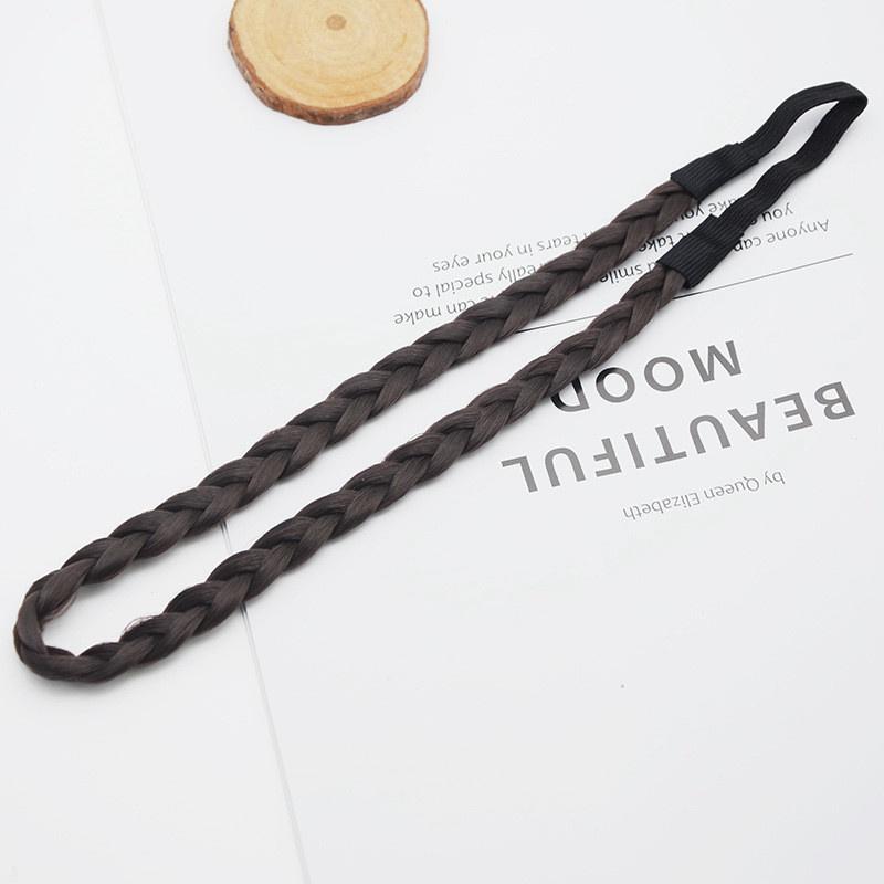 

Повязка для волос, женская популярная бандо, плетеная коса из синтетических волос, модная плетеная эластичная очаровательная повязка на голову 10mm чёрный