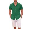 Men's Casual Button Down Shirts with Pocket Short Sleeve Textured Summer Holiday Beach Wedding Shirt