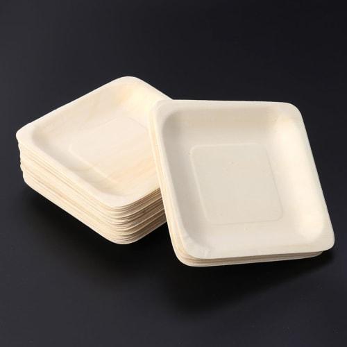 FRCOLOR Disposable Paper Plates, 14cm x 14cm, 50 Pieces, Unbleached, Water and Oil Resistant, Perfect for Birthdays, Parties, BBQs, and More. Stylish