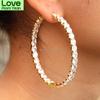60Mm Punk Hoop Earrings Gold Color Plated Brown For Women Rhinestone Circle Hip Hop Big Hoop Earrings Set Stylish Trendy Style JewelryPunk Jewelry