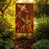 Iron Garden Stake with Openwork Weathered Tabletop Centerpiece Rustic for Patios