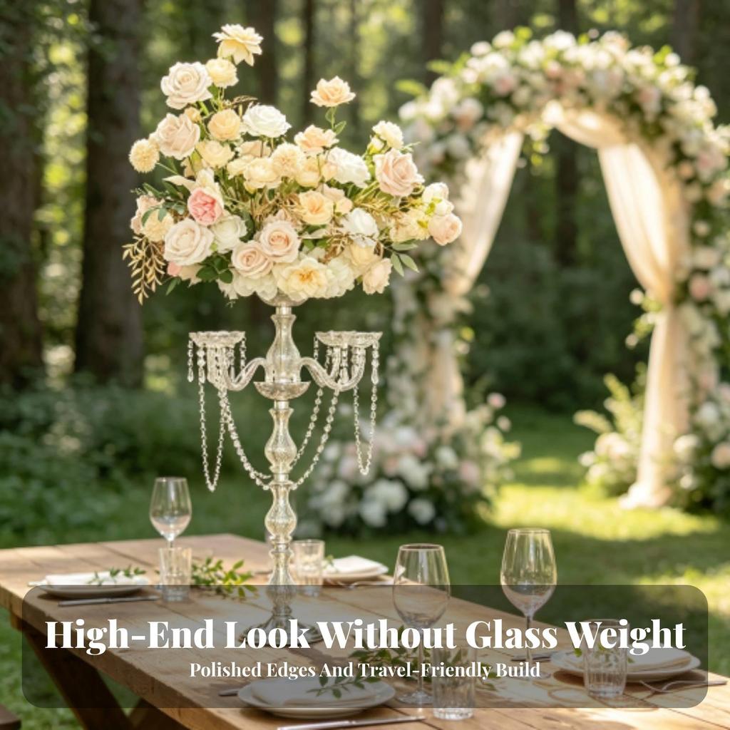 Candelabra Centerpiece 3-Arm Decor Sturdy for Banquet Tables, Event Decorators