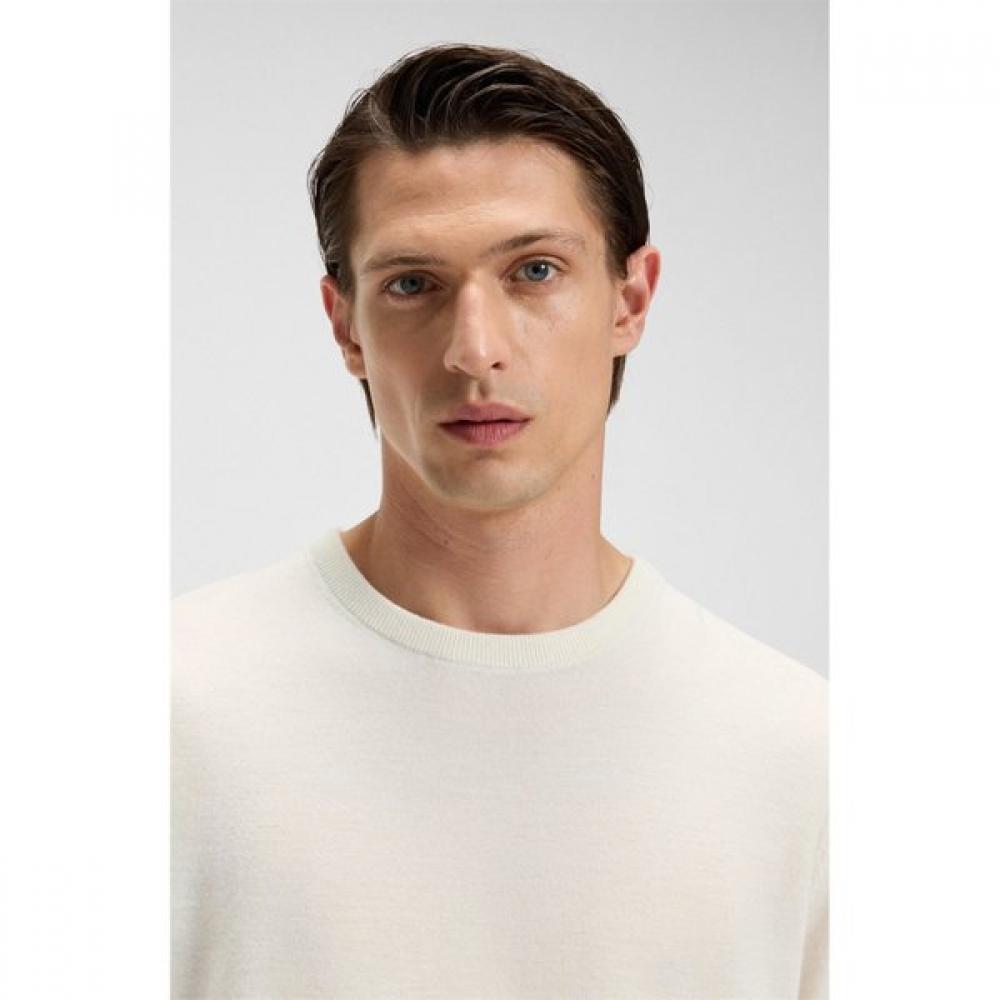 Boss Regular Fit Cashmere Sweater Open White  50500698118 