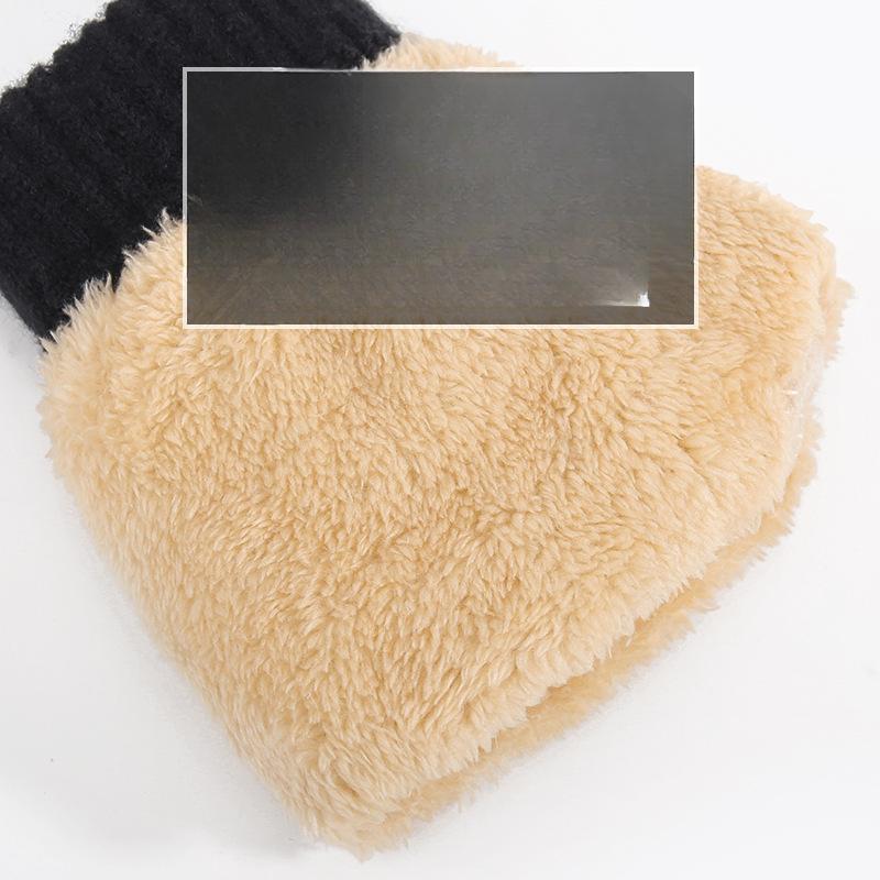 Knitted Gloves Men's Winter Double Layer Plus Velvet Thickened Arctic Velvet Cold Proof and Warm Wool Touch Screen Gloves
