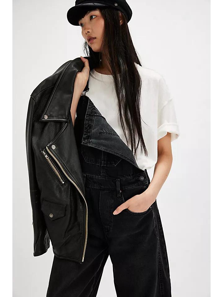 European & American Retro Washed Loose Straight-Leg Denim Overalls