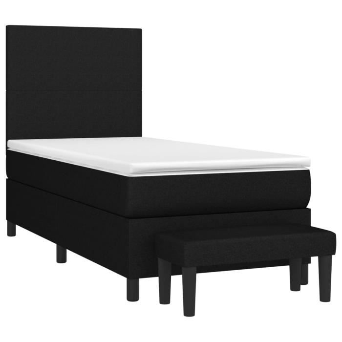 3136399 vidaXL Divan-lit Tapissier Avec Matelas Noir 90x190 Cm Tissu