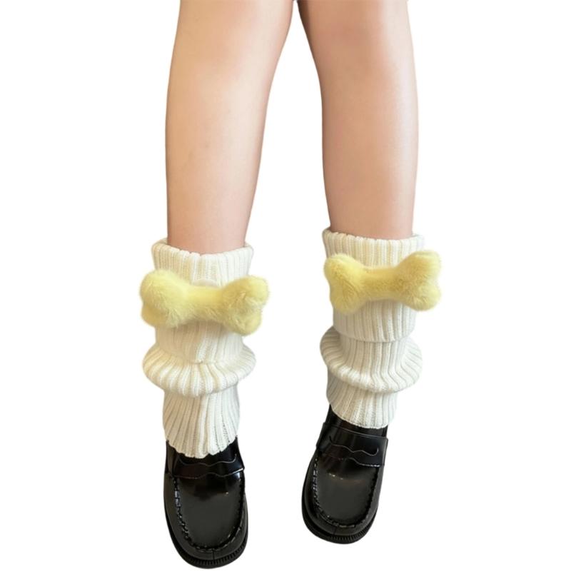 Stacked Crew Socks Japanese Lovely Design Nonslip Ribbed Leg Warmers For School Uniforms And Fashion