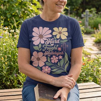 Hard Fought Hallelujah Retro Christian T-Shirt, Vintage Faith Graphic Tee