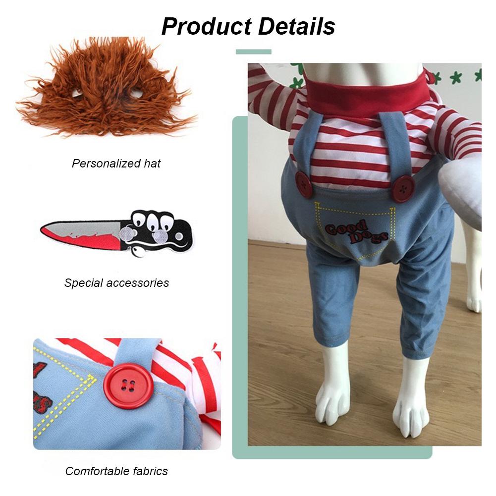 Pet Dog Creative Quirky Clothes Holding Knife Dog Cosplay Costume Sets for Small Medium Large Extra Large Dogs Pets