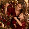 1/10x Burgundy Christmas Ball Elegant Tassel Hanging Ornament Flocked Christmas Ball Pendant Snowflake Shape Party Decoration