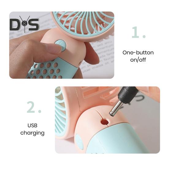 Ręczny wentylator elektryczny o niskim poziomie hałasu, przełącznik z jednym przyciskiem, ładowany na USB, przyjazny w podróży wentylator, przenośny klimatyzator osobisty