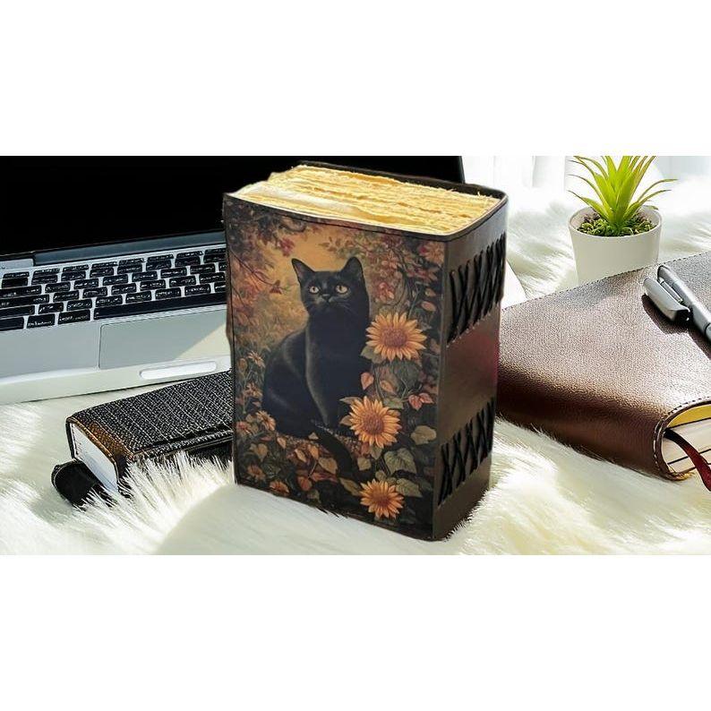 Cat Leather Journal: Blank Book of Shadows, Vintage Style