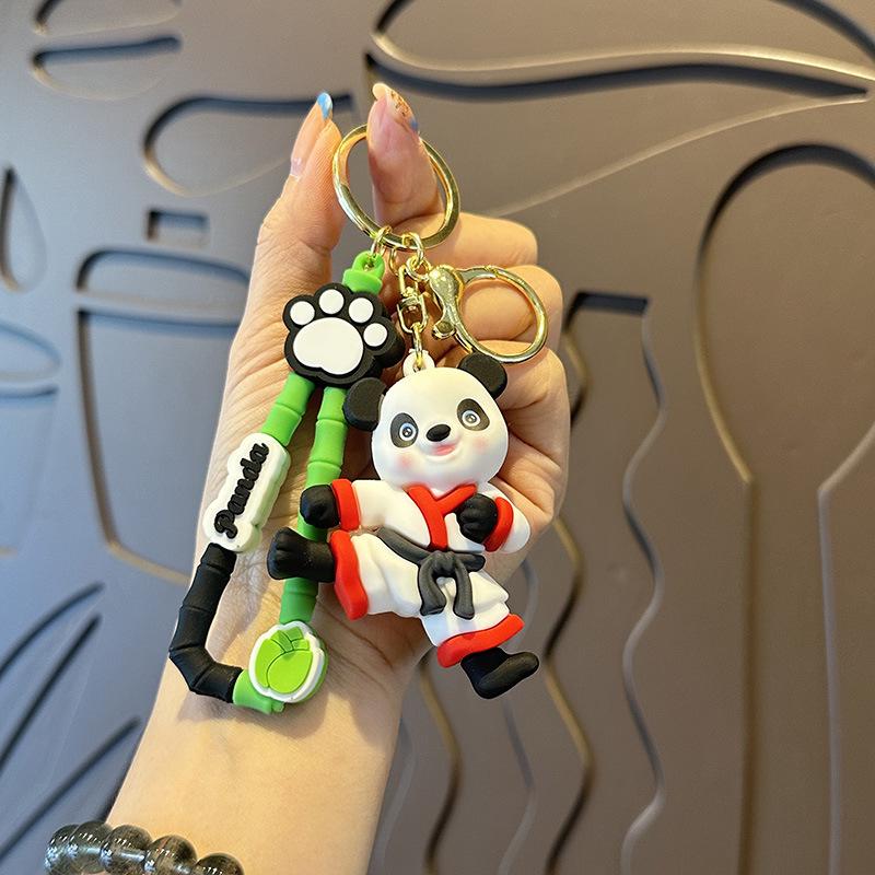 Kung Fu Panda Soft Rubber Keychain - Cute Schoolbag Ornament for Men & Women