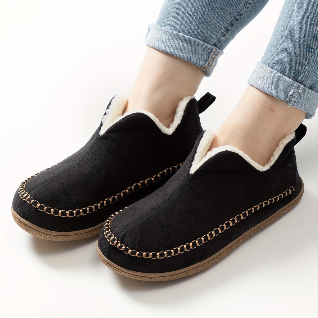 Winter new women's warm cotton shoes with solid color and plush insulation