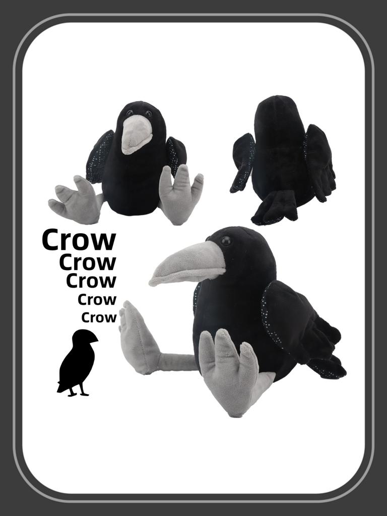 Corvo Nero Peluche 25cm Uccellino Morbido Corvo Nero Giocattolo di Peluche Corvo Realistico Morbido Regalo di Natale per Bambini Amanti degli Uccelli Decorazione per la Casa