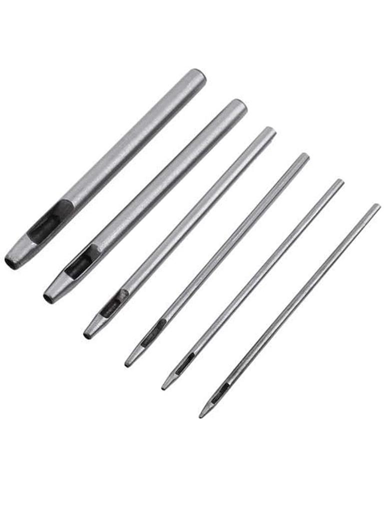 Kožený Kulatý Děrovací Set Děrovačka Řezací Nástroj Řemeslná Pracovní Sada pro Řemínky Hodinek Látku Těsnění Pásky 1-5mm 6ks
