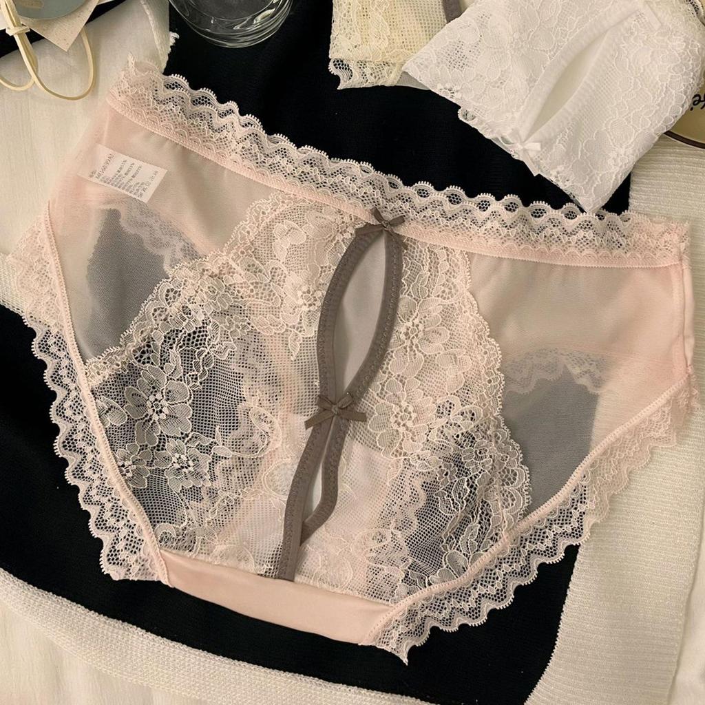 French Satin Lace Panties - Sheer, Seamless, Sexy Thongs for Women