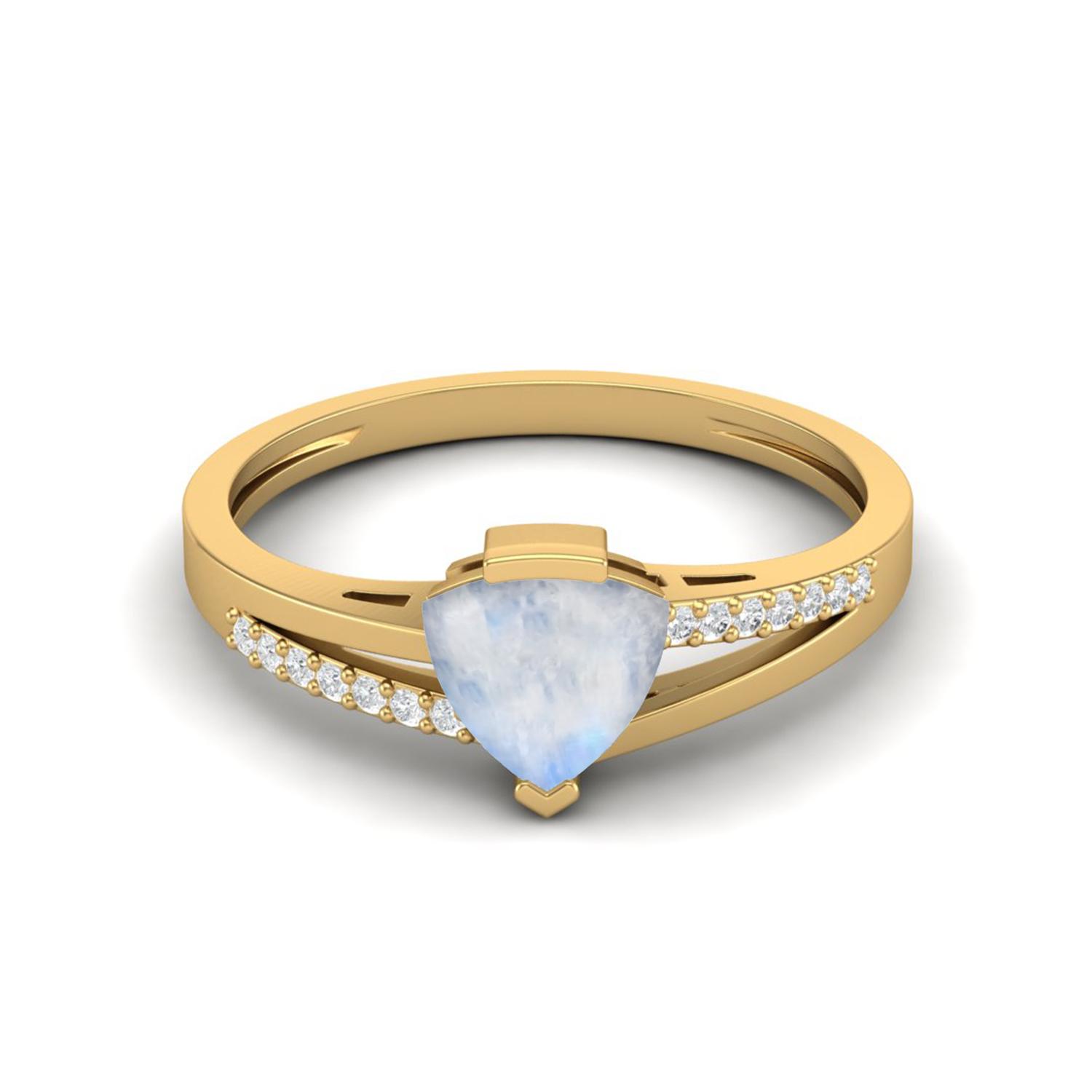 

0.98 Cts Trillion Shape Moonstone 925 Sterling Silver Gold Vermeil Split Shank Engagement Women Ring 12 жёлтый