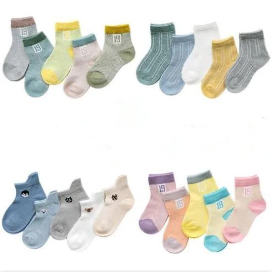 0-3Y 5 Pairs Pack newborn infant socks summer digital color matching baby socks