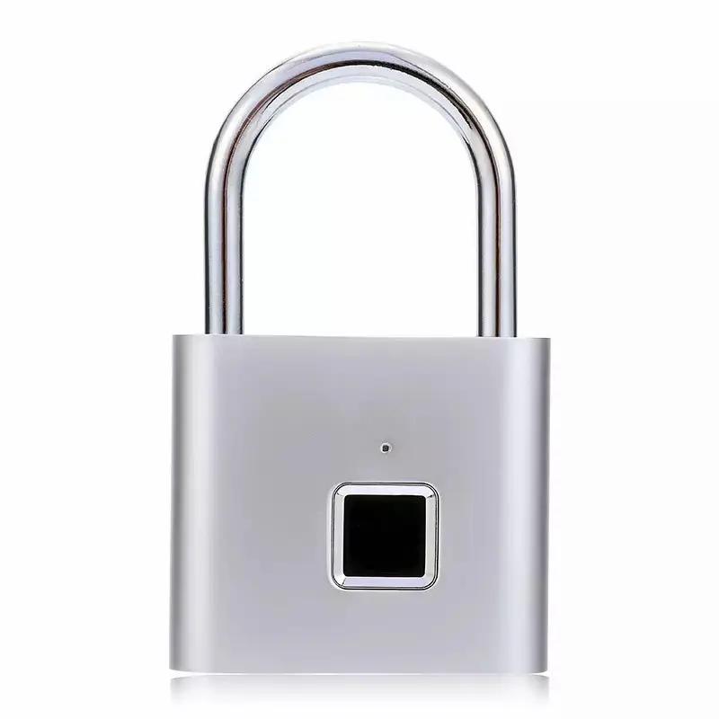 1pc Mini Smart Fingerprint Padlock, Security Door Lock, Total Of 10 Fingerprint USB Rechargeable Lock For Suitcase Luggage