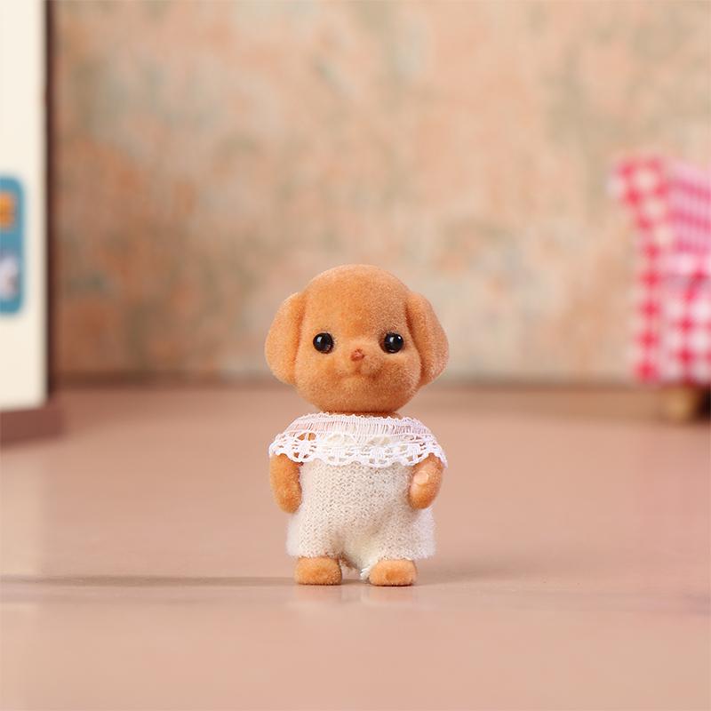 Cute Milo Poodle Dog Flocking Doll Action Figures Toy Kawaii Sylvanian Families Anime Figures Collectible Room Ornaments