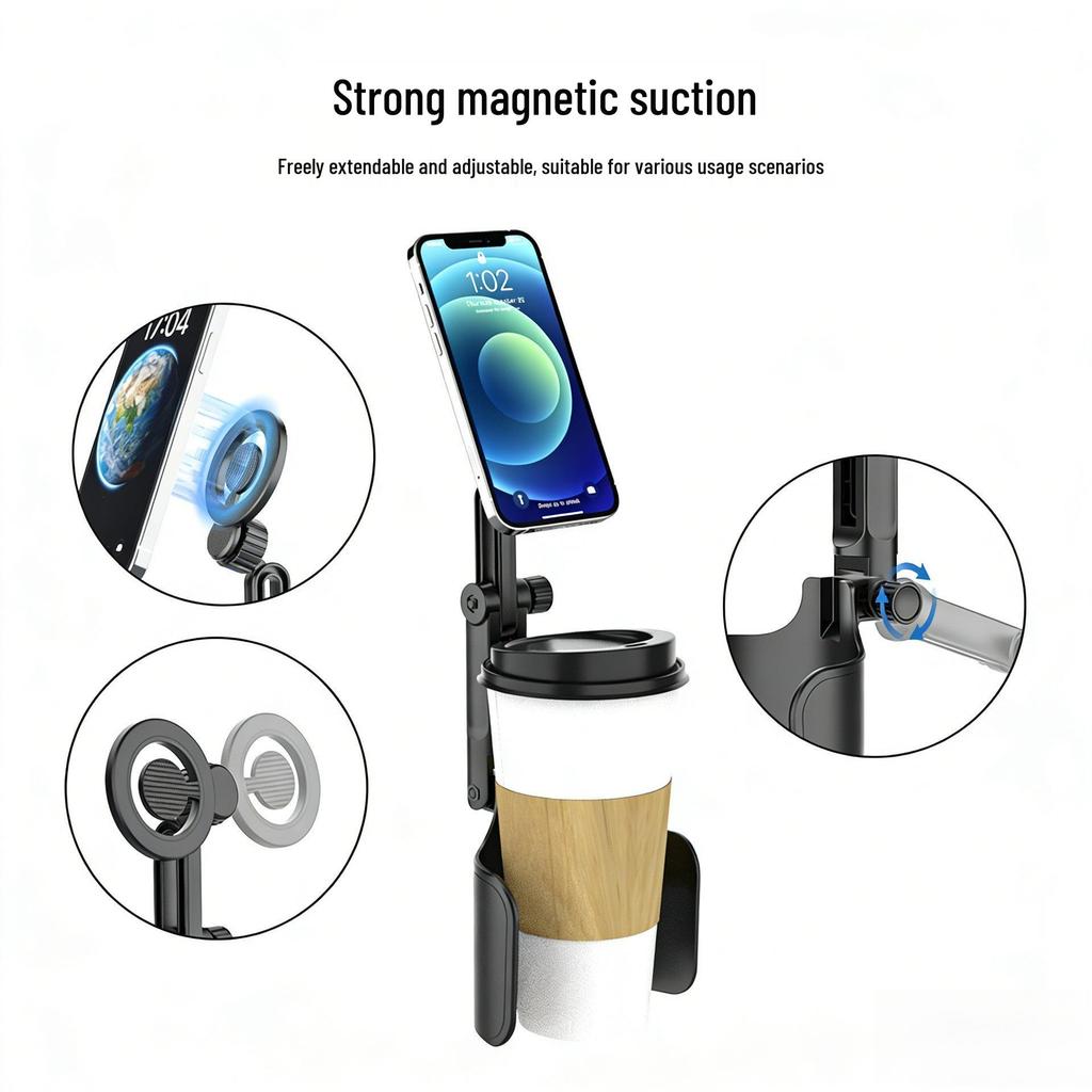 MagSafe Magnetischer Becherhalter für das Auto: Verstellbar, Multifunktional für Navigation und Fahrdienste