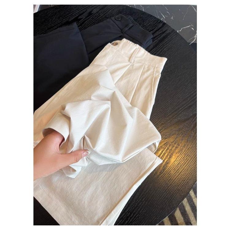 Pantaloni de vară largi cu talie înaltă și picior lat pentru femei scunde, spălați, cu talie înaltă, casual, cu picior drept, pantaloni de lucru