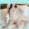 Moderm Satinfeel Sleepwear Set For Women With Vneck Long Sleeve Comfortable Lounge For Casual