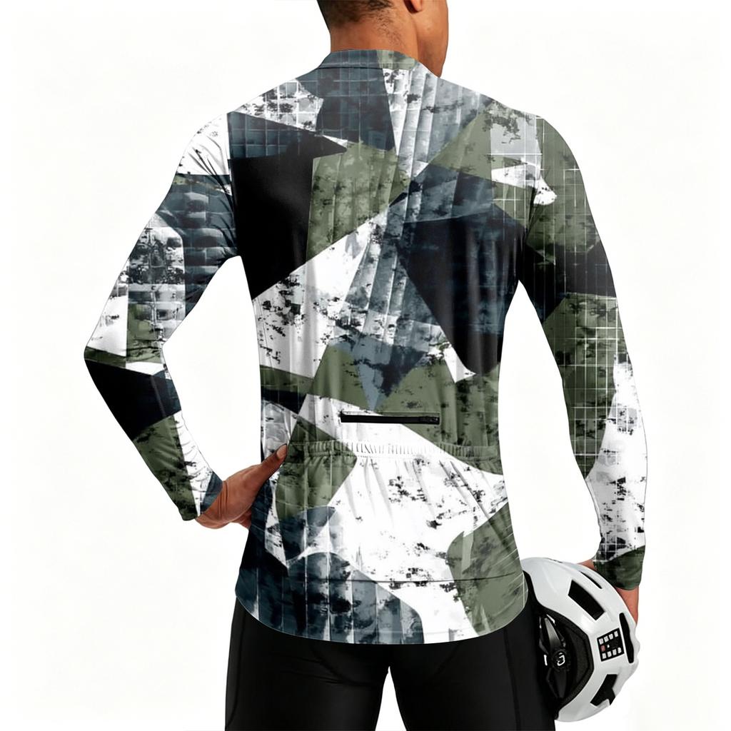 Herren Langarm Fahrradtrikot Atmungsaktiv Schnelltrocknend Mit Reißverschluss Pullover Leichtes Outdoor-Sportoberteil für Rennrad und Mountainbike