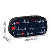 Electrocardiogram Print Fabric Layered Pencil Case & Pen Bag 3D Cartoon Design Best Gift for Boys/Girls School & Office Supplies