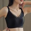 Women Lace V Neck Wireless Bra Wide Strap Seamless Comfortable Anti Sagging Lingerie