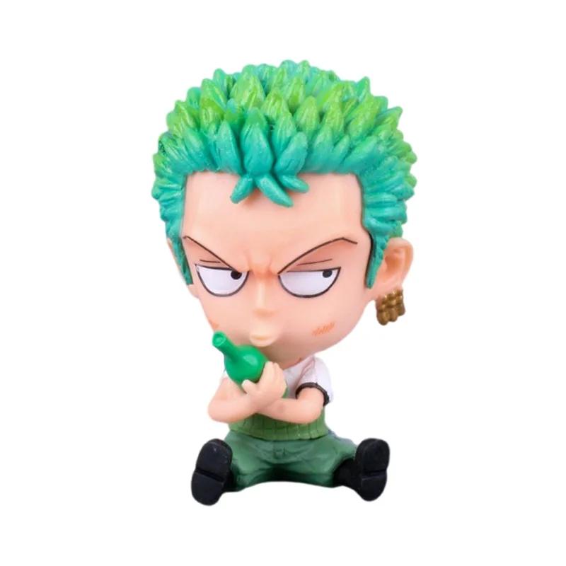 

14 Styles Anime One Piece Zoro Luffy Sanji Sitting Figure Toys Robin Nami Brook Chopper 8.5CM PVC Q Version Car Ornament Model