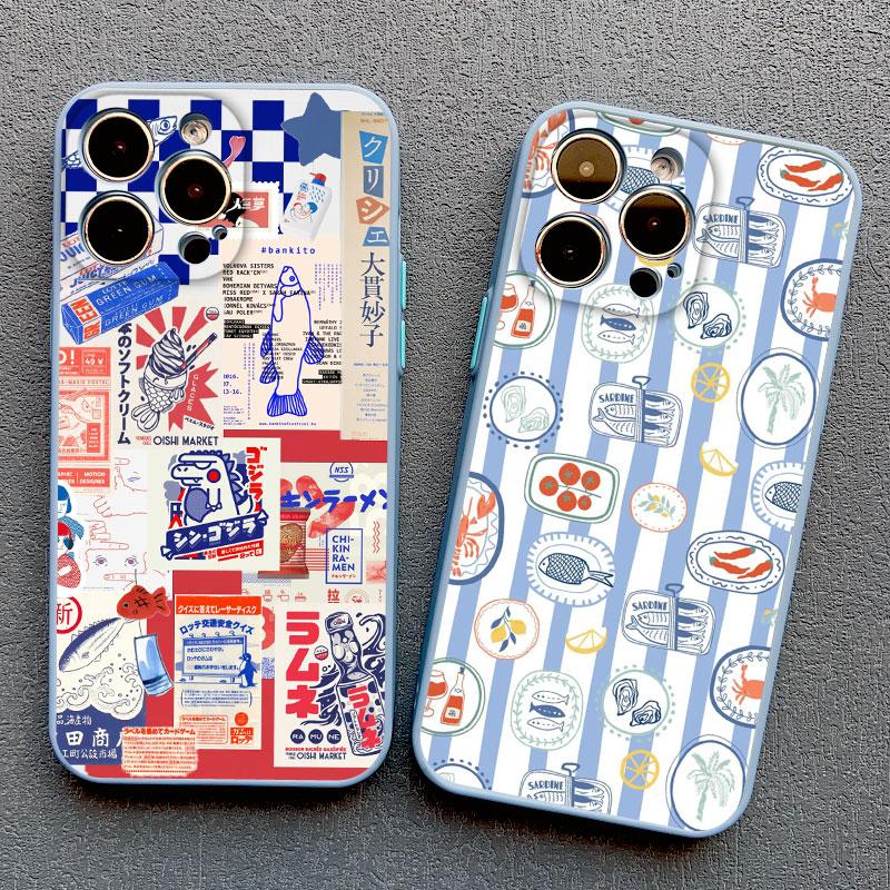 European Fresh Sardines Crab Phone Case For IPhone 16 15 14 Pro Max Plus 13 12 Mini 11 Pro Max X XR XS 8 7 Plus SE2 Back Covers