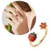 Marienkäfer Ring zum Öffnen Buntes Drip-Glasur Kunstwerk auf Kupfer Leichter Schmuck für Damen Modeaccessoires