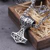 Stainless Steel Nordic Large Norse Viking Thor's Hammer Mjolnir Pendant Necklace with Viking Wooden Box As Gift