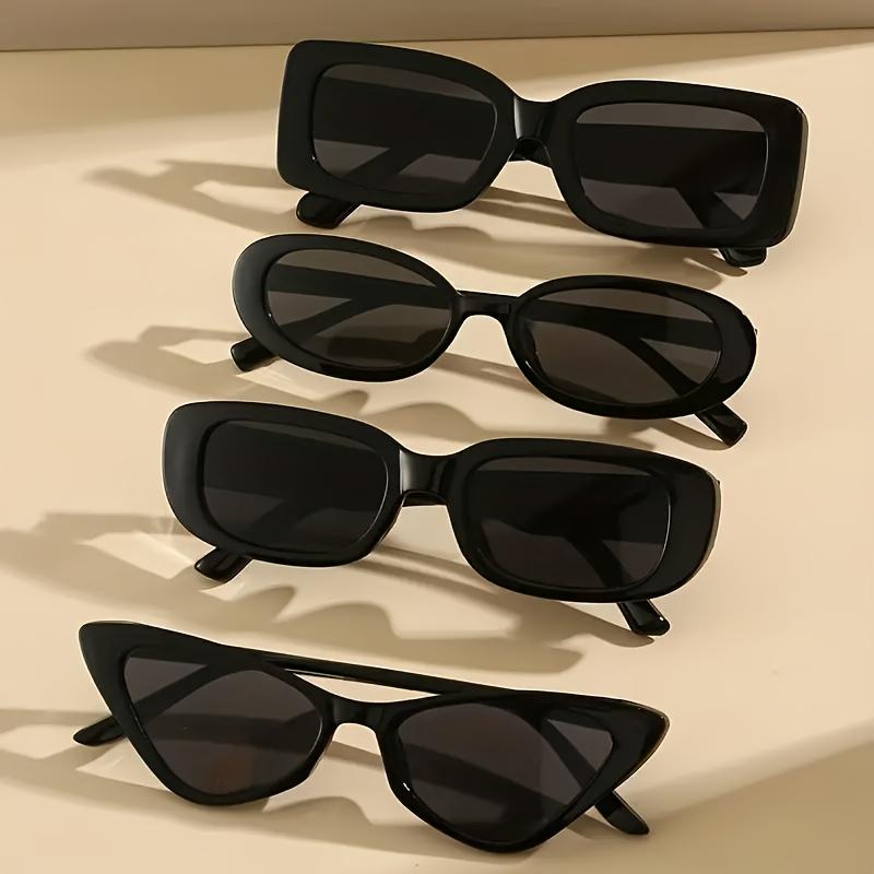 

4PCS Set Unisex Retro Minimalist Fashion Glasses Suitable for Daily Wear Driving And Street Photography чёрный