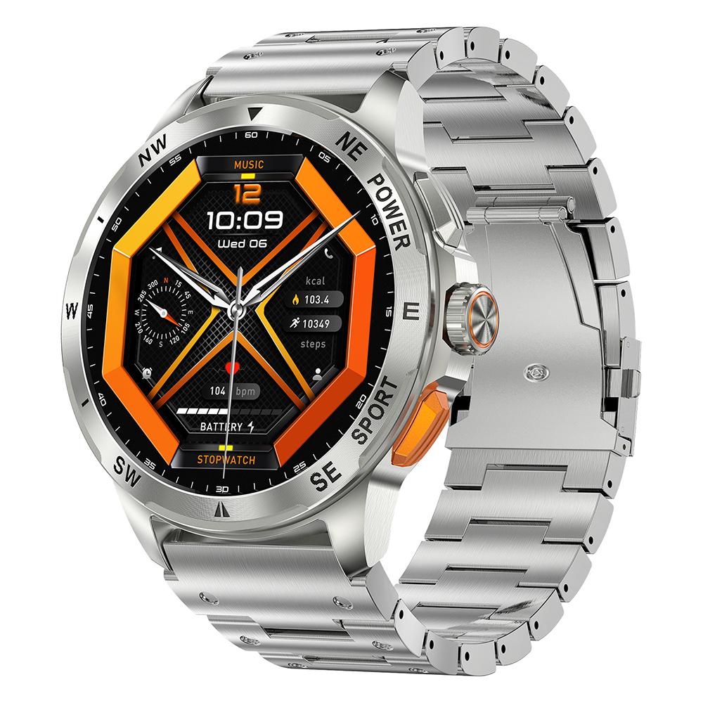 AK77 Steel Strap 1.43-inch AMOLED Smart Watch Sleep Health Monitoring Bluetooth-compatible Call Sports Watch