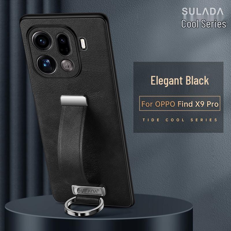 OPPO FindX9Pro/FindX8S Lux Leather Phone Case with Wrist Strap & Stand