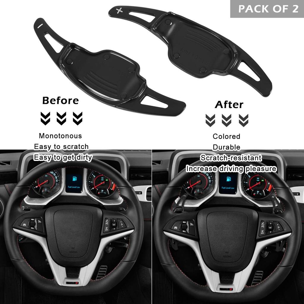 Black Aluminum Steering Paddle Shifter Extension Cover Trim Interior Accessories For Chevy Chevrolet Camaro 2012 2013 2014 2015